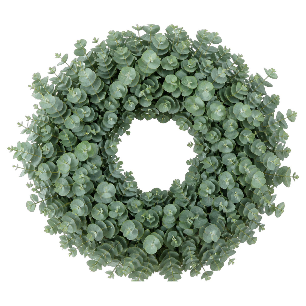 Heatwave Eucalyptus — full lush true transparent PNG product photo (UV faux wreath rental)