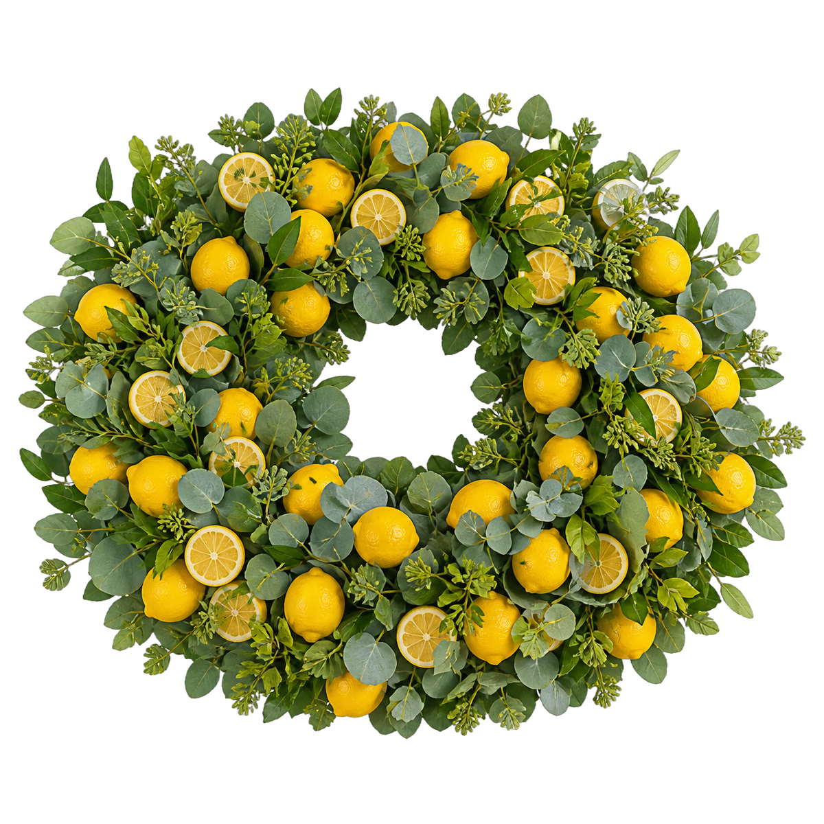 Lemon Grove — full lush true transparent PNG product photo (UV faux wreath rental)