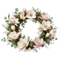 Magnolia Bloom Soft — true transparent PNG product photo (UV faux wreath rental)