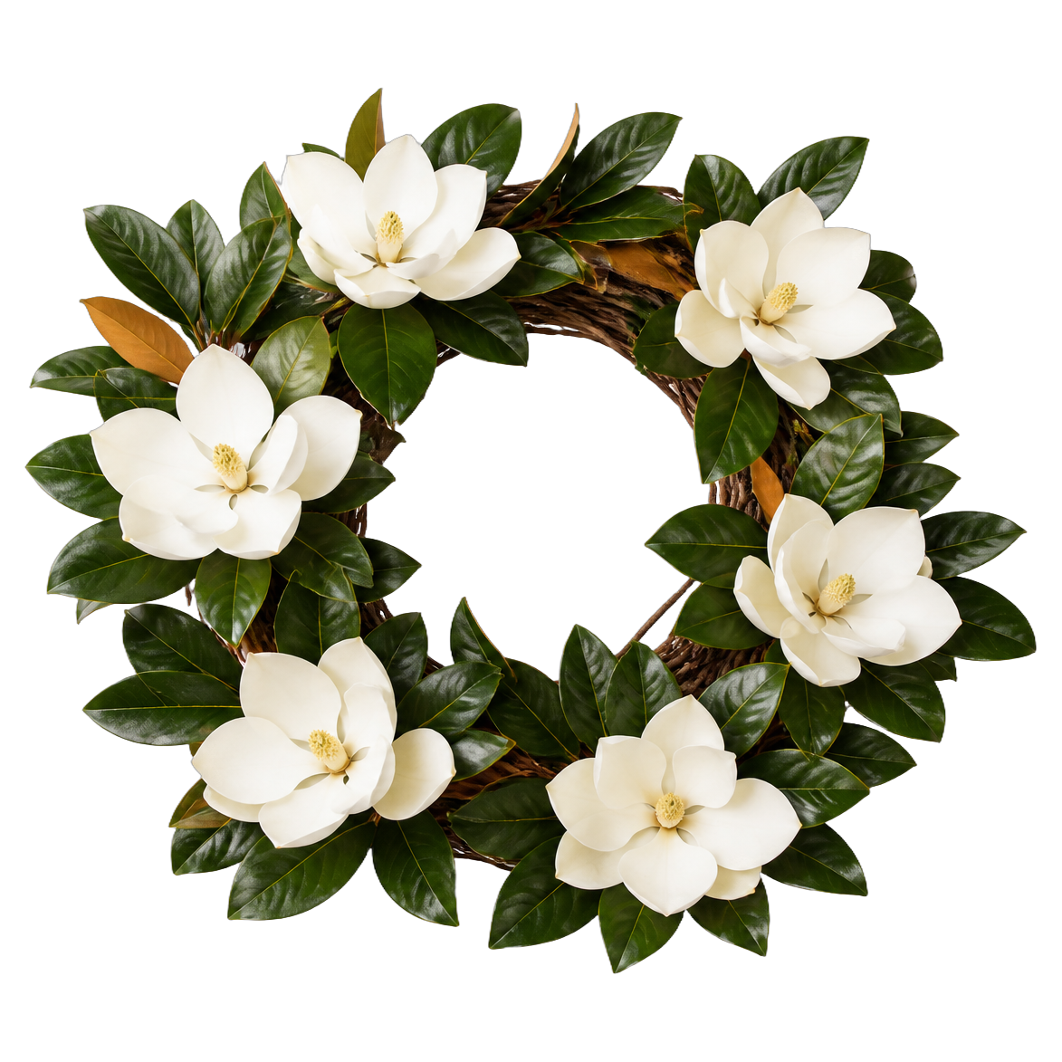 Magnolia Statement — true transparent PNG product photo (UV faux wreath rental)