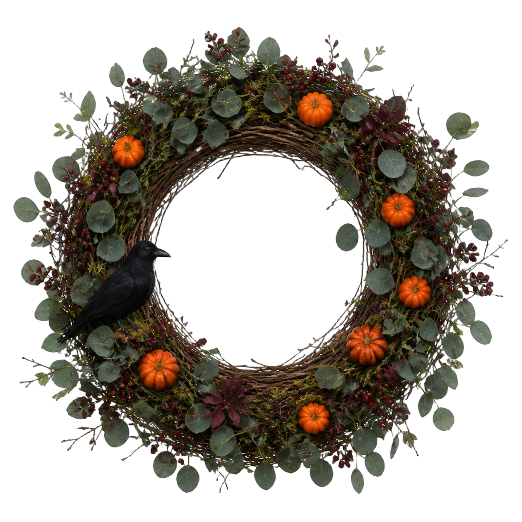 Midnight Harvest wreath rental cutout