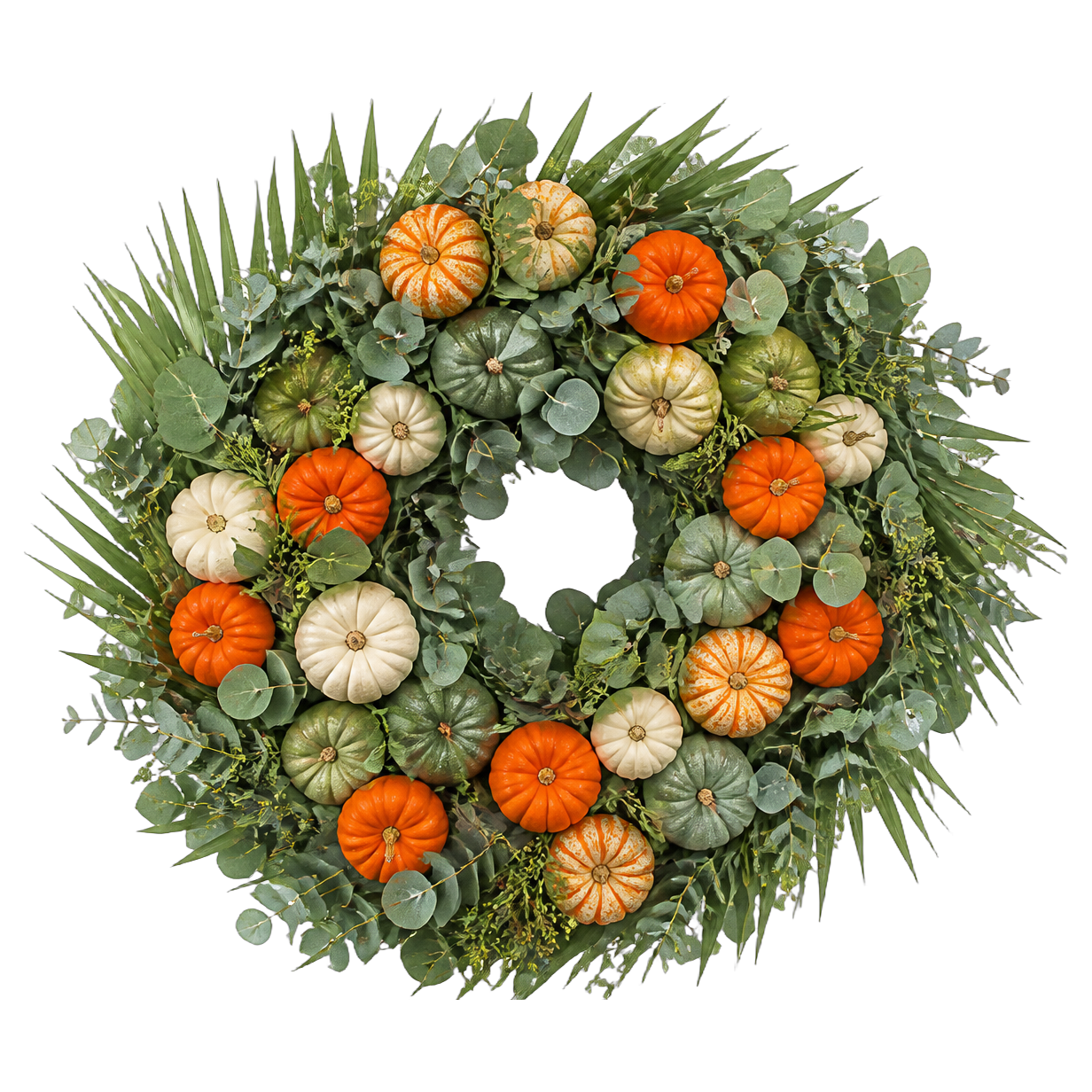 Palm Coast Fall — full lush true transparent PNG product photo (UV faux wreath rental)
