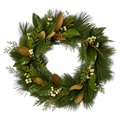 Pine Magnolia Noel — true transparent PNG product photo (UV faux wreath rental)