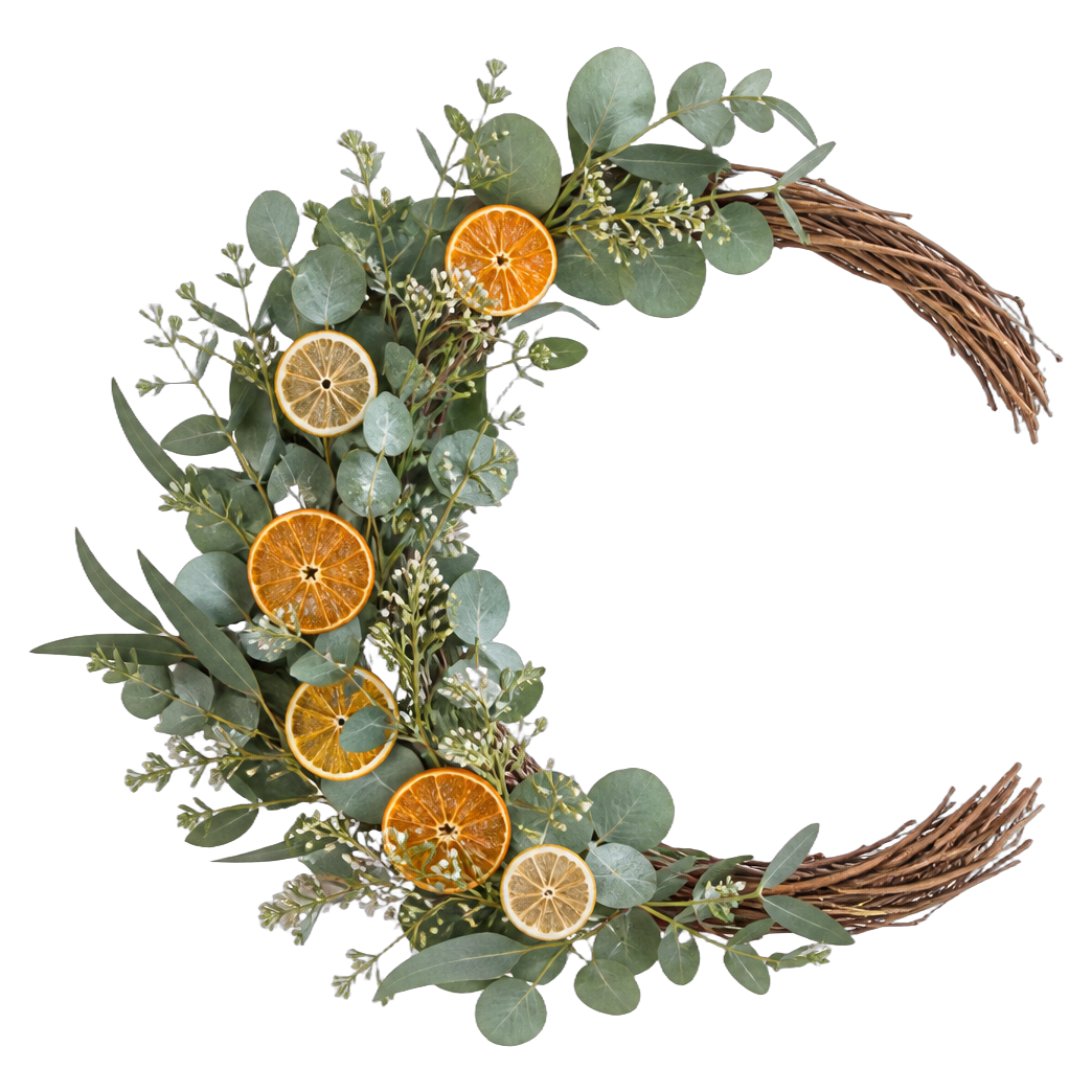 Spring Citrus Trail — true transparent PNG product photo (UV faux wreath rental)