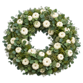 White Pumpkin Dusk — full lush true transparent PNG product photo (UV faux wreath rental)