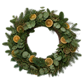 Winter Citrus Evergreen — true transparent PNG product photo (UV faux wreath rental)